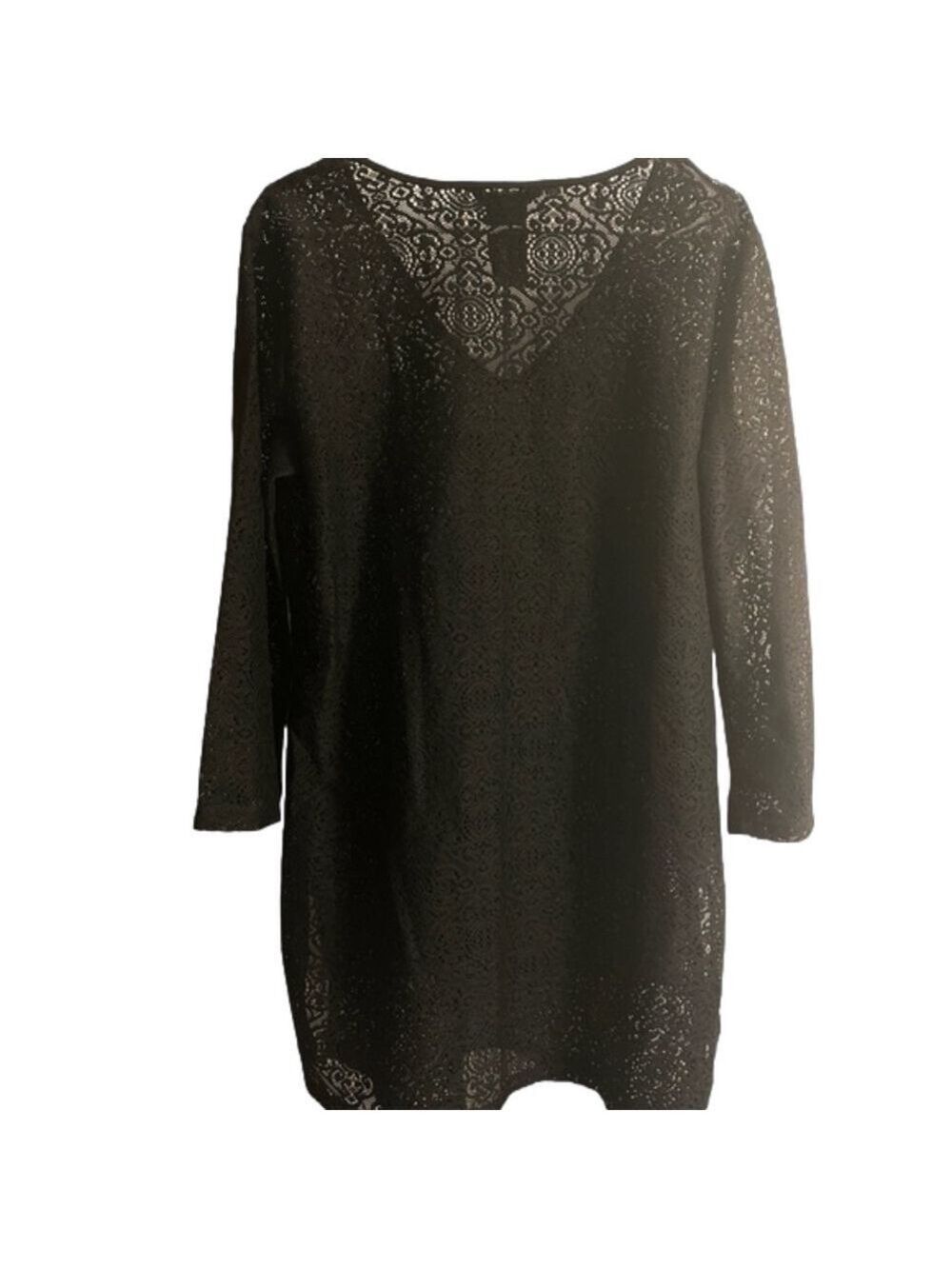 NWOT Mario Serrani black pull on polyester cover up size medium